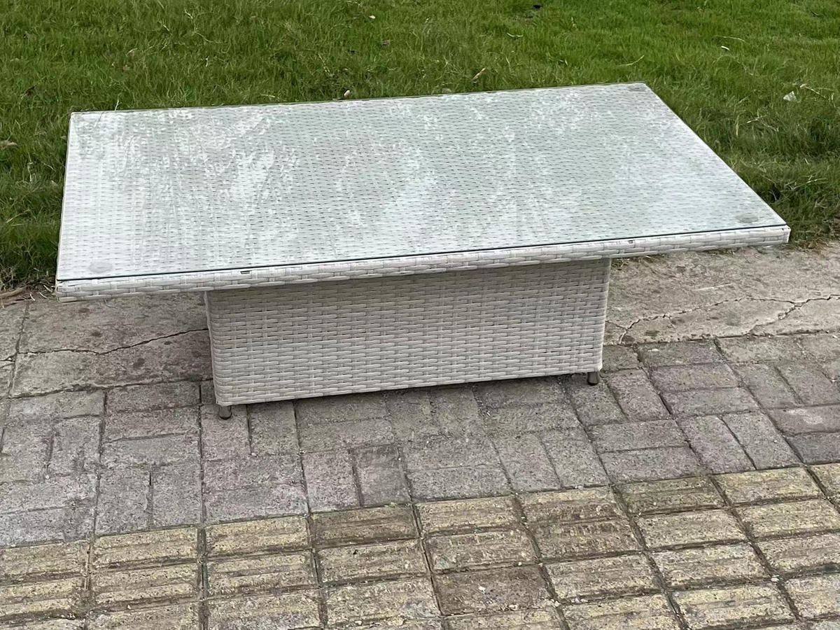 GARTENMÖBEL SET Polyrattan Helles Grau 8-Sitzer - Hellgrau, Metall - Fimous