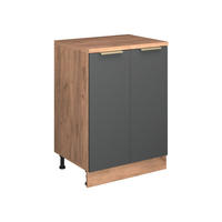 KUHINJSKA OMARA ZA POŠEVNE STREHE R-Line, Antracitno-zlata, 60 cm brez naklona z 2 vrati - medeni hrast/antracit, leseni material (60/83.8/46cm) - Vicco