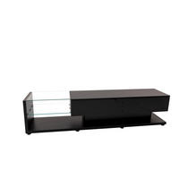 TV Lowboard LED, Glasregale, Hochglanz, Naturstil - Schwarz, Glas (133/17/46cm)
