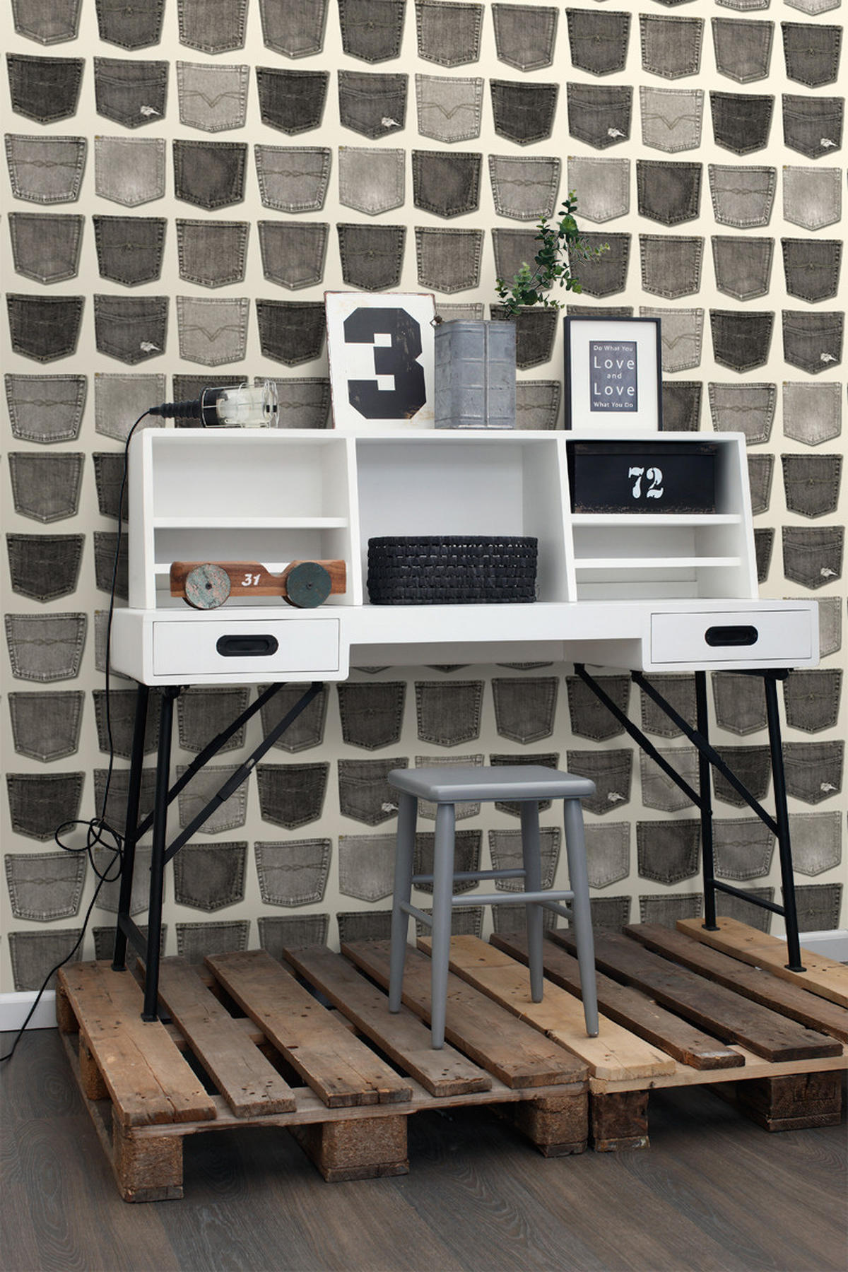 TAPETE Jeanstaschen 53 cm x 10.05 m - Beige, Papier (53/1000cm) - ESTAhome