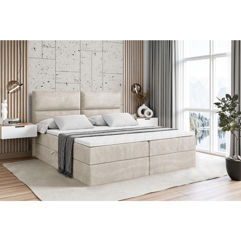 Thumbnail - Altdecor Boxbett, Ecru, Holzwerkstoff, Höhe ca. 20 cm, 140x200 cm, Schlafzimmer, Betten, Boxspringbetten