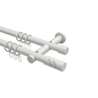 GARDINENSTANGEN-SET Platon Zoena 480 cm (geteilt in 3 x 160 cm), 2-läufig, 20 mm Ø Weiß - Weiß, Metall (480cm) - INTERDECO