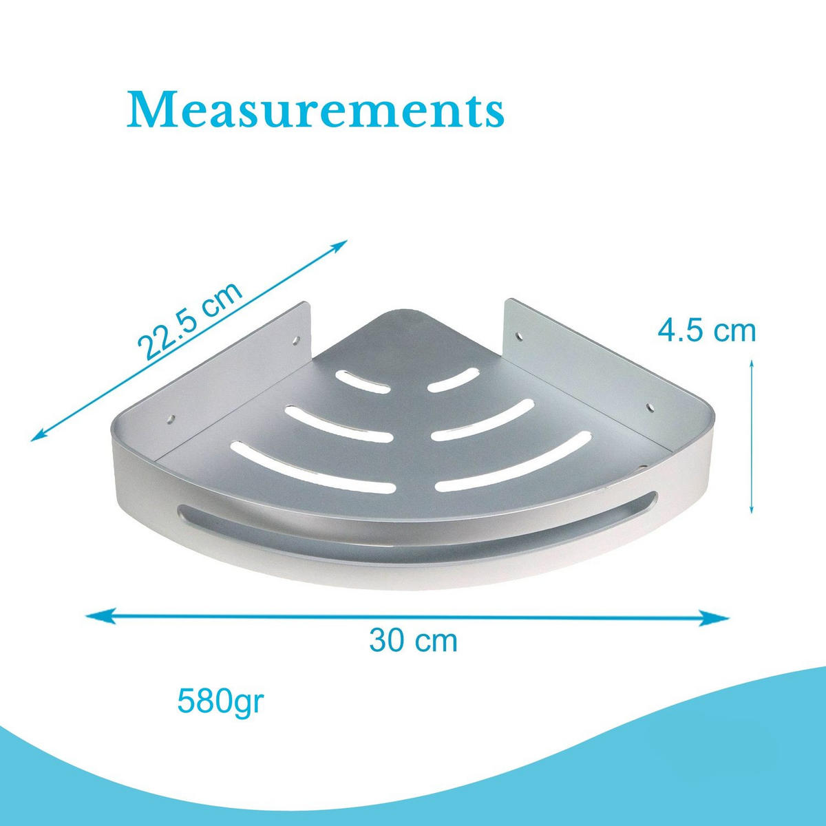 DUSCHABLAGE mit 2 Haken (2tlg-Set) - Silberfarben, Metall (22.5/4.5/30.5cm) - Intirilife