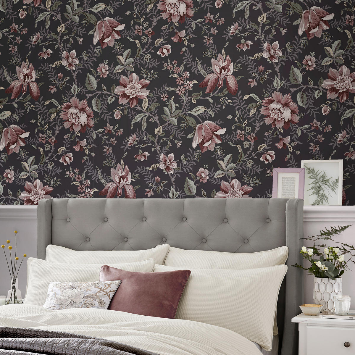 VLIESTAPETE Edita Garden Charcoal Grey - Grau, Papier/Kunststoff (52/1000cm) - LAURA ASHLEY