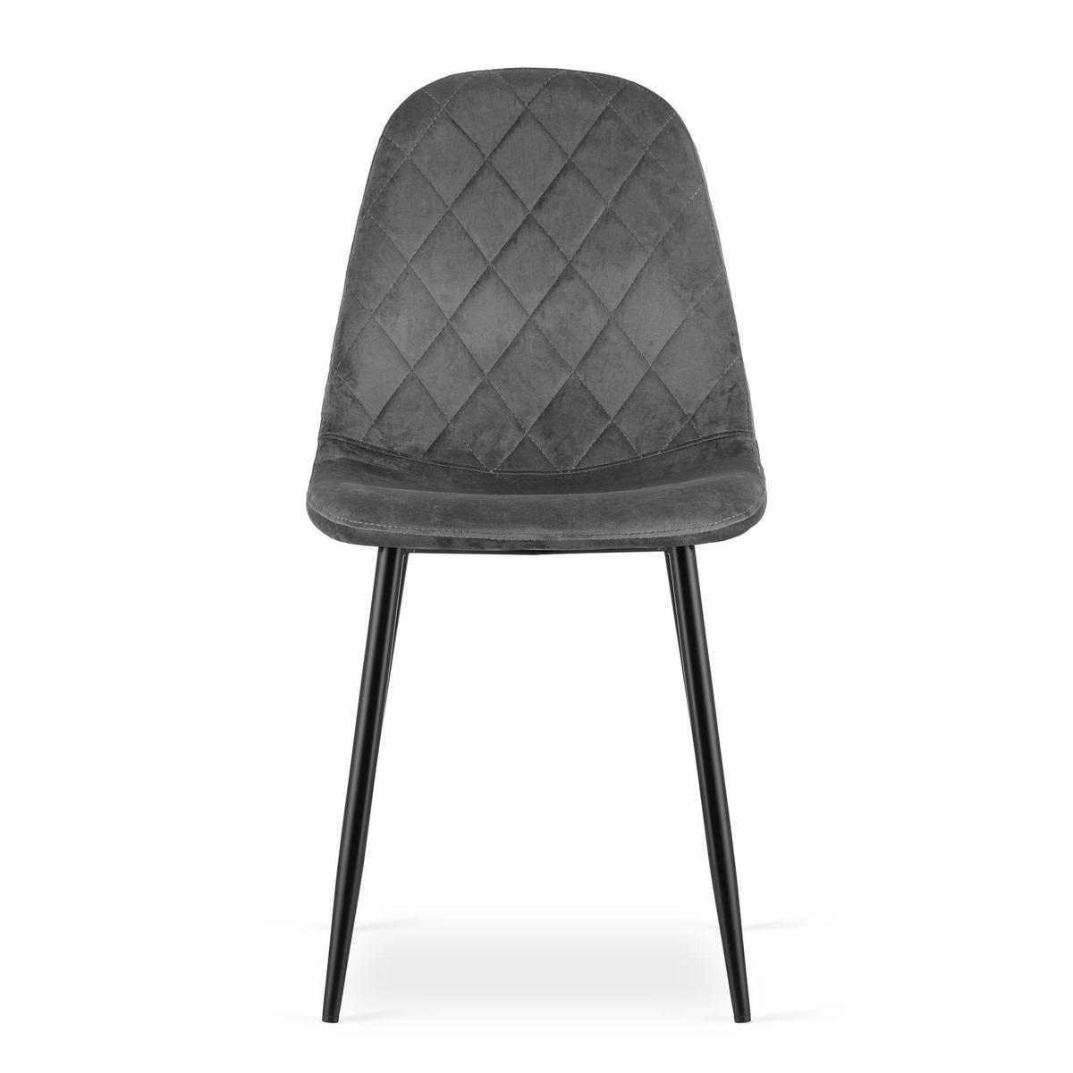 STUHL PIENZA 1 Stück, Grau, mit Samtstoff gepolstert - Anthrazit, Textil/Metall (45/88/51cm) - Komodee
