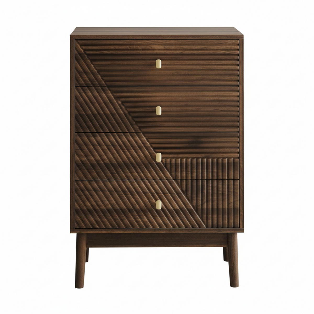 SIDEBOARD 60 cm Walnuss – Schubladenschrank mit 4 Schubladen & Massivholzbeinen Modern - Walnussfarben/Braun, Holzwerkstoff (60/90/40cm) - Urban Meuble