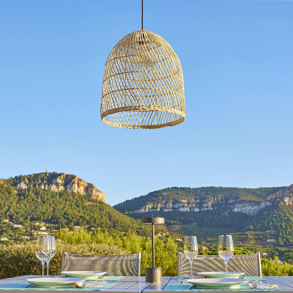 PAULO D40CM 5M Netzanschluss - Beige, Naturmaterialien (40/40/45cm) - Lumisky