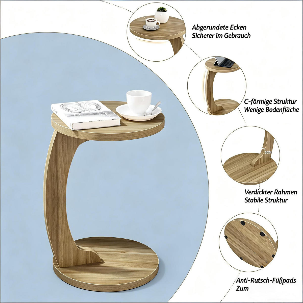 BEISTELLTISCH Eichefarben 38/38/55 cm - Hellbraun, Holzwerkstoff (38/38/55cm) - PANGIVO