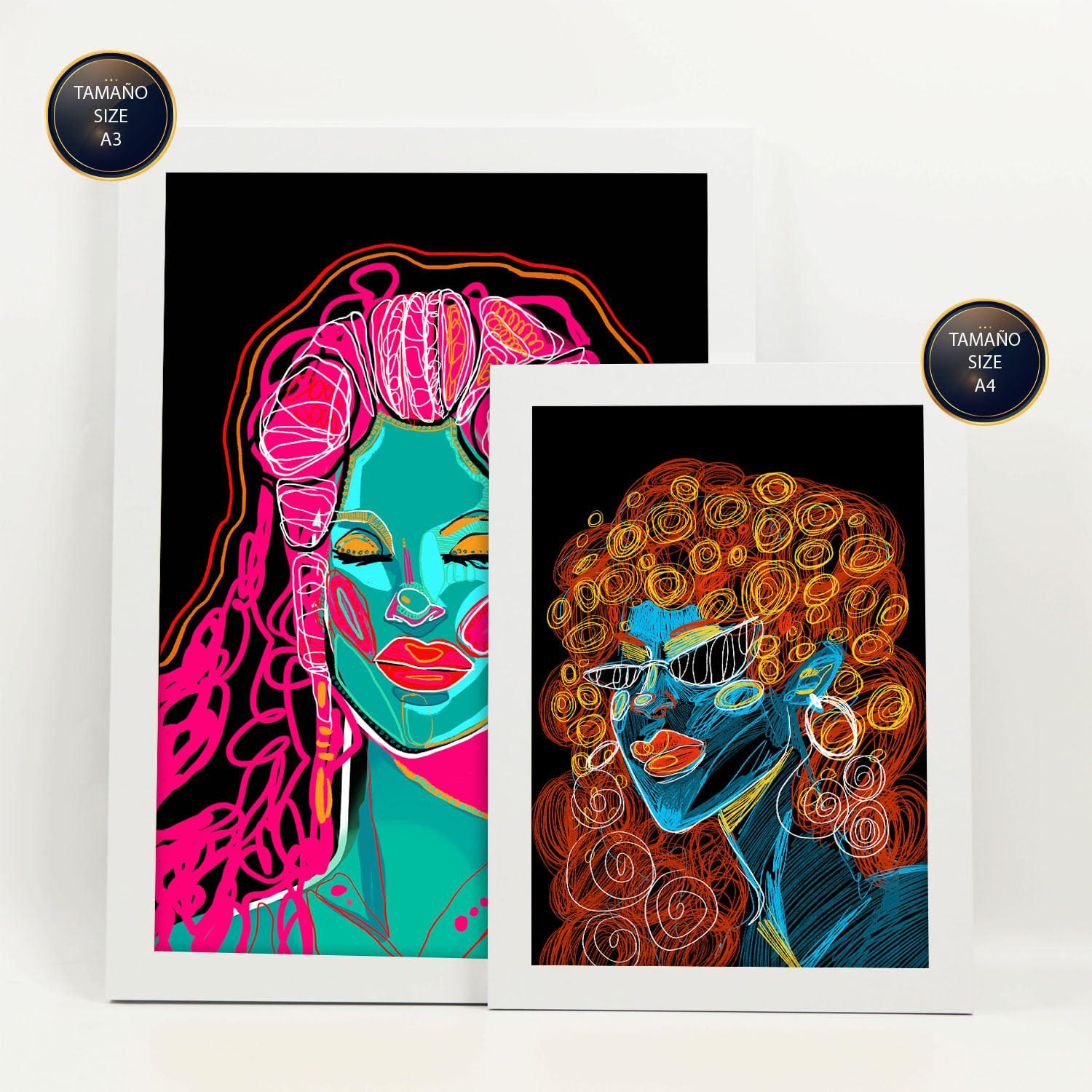 POSTER Set Mit 6 Schönheitstöne 2 In Weibliche Zusammenfassung Ästhetische Dekorative Gemälde Für Ihr Wohnzimmer Zuhause A3 & A4 Weißer Rahmen - Weiß, Papier (29/3cm) - Nacnic