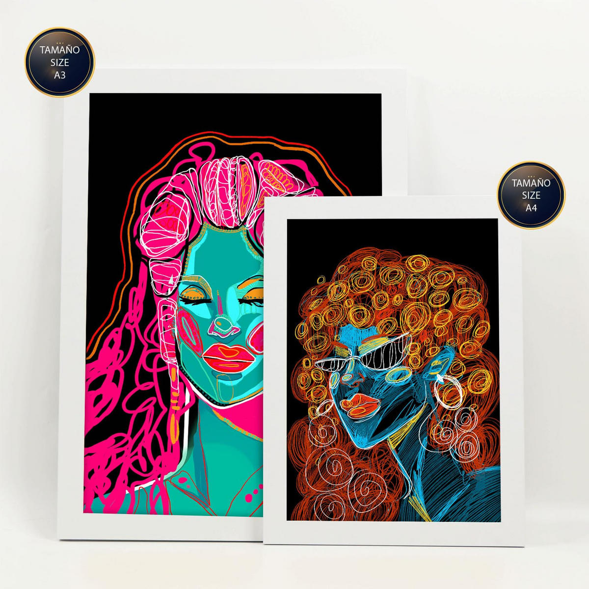 POSTER Set Mit 6 Shades of Beauty 2 Abstrakt Feminin Größe A3 & A4 Weißer Rahmen - Weiß, Papier (29.7/1cm) - Nacnic