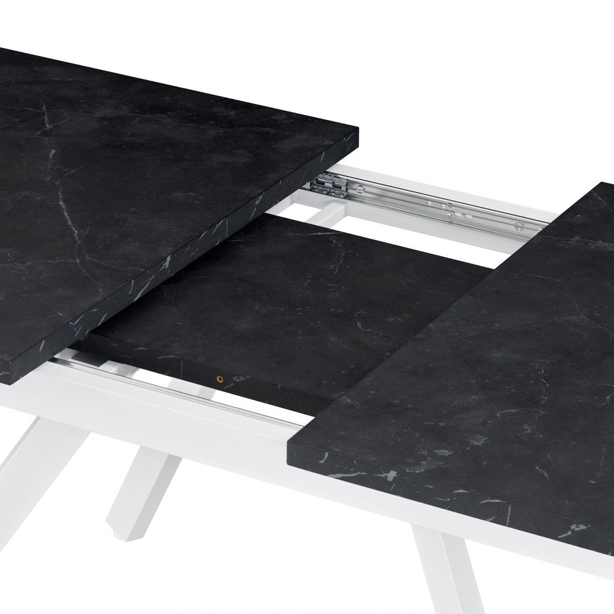 ESSTISCH SVEN 120-160/80/76 cm Marmor-Schwarz - Anthrazit/Weiß, Holzwerkstoff/Metall (80/120/76cm) - B&D Home