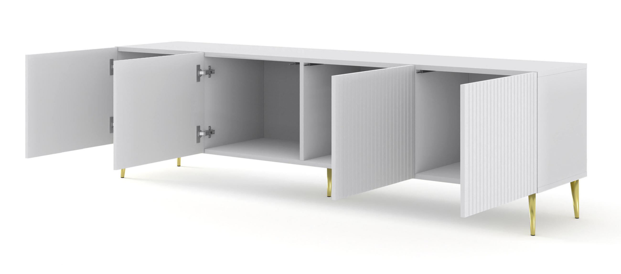 TV-LOWBOARD WEIß - Goldfarben/Weiß, Holzwerkstoff (200/56/42cm) - FURNLUX