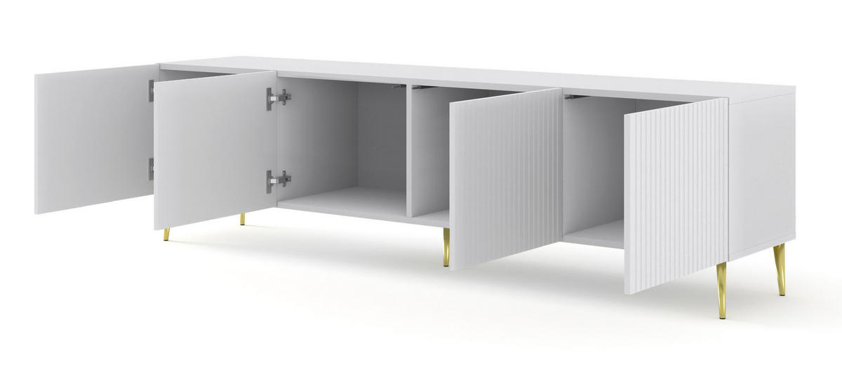 TV-LOWBOARD WEIß - Goldfarben/Weiß, Holzwerkstoff (200/56/42cm) - FURNLUX