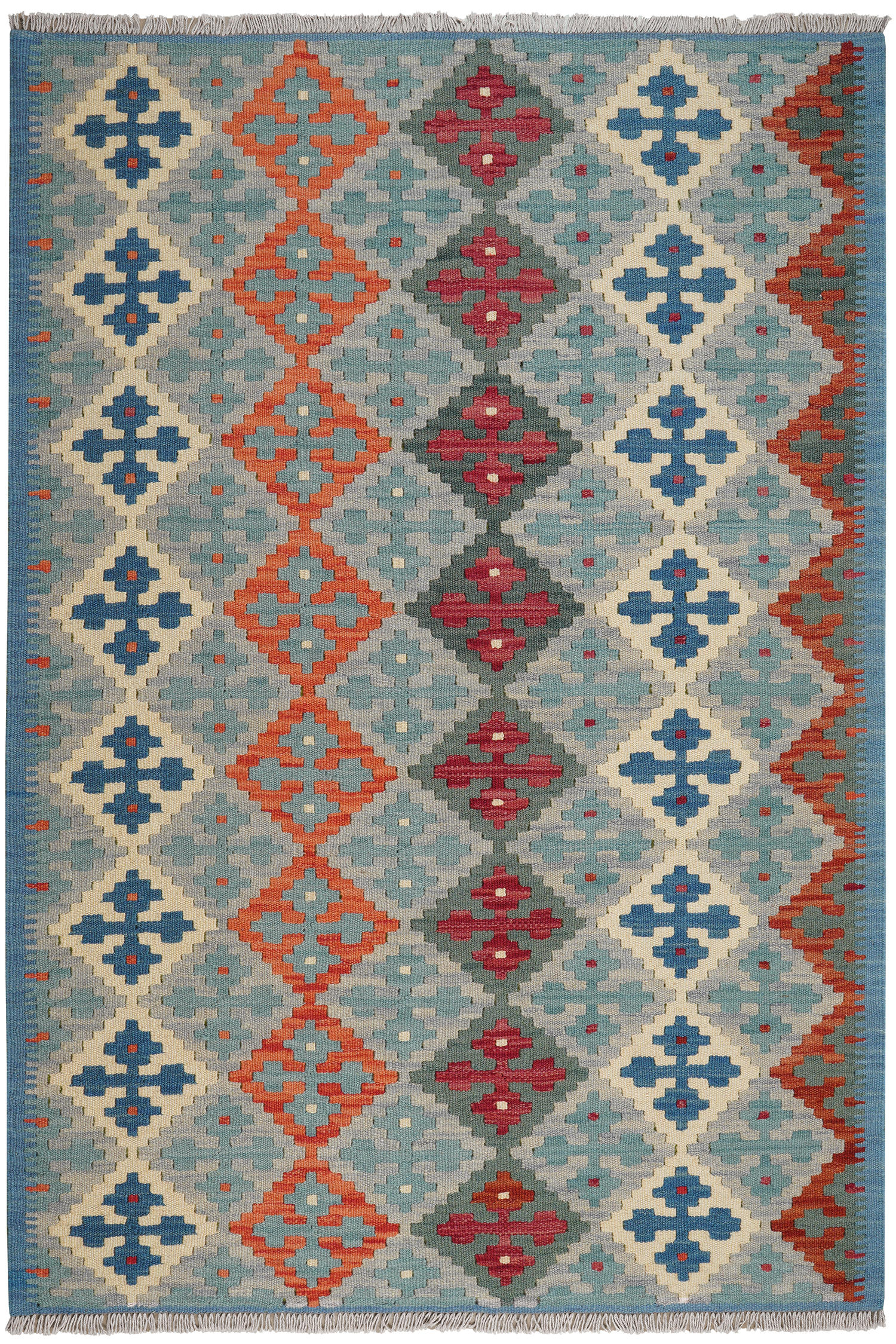 HANDWEBTEPPICH Kelim Gashgai Grau 181/124 cm Schurwolle - Grau, Textil (124/181cm) - Looma