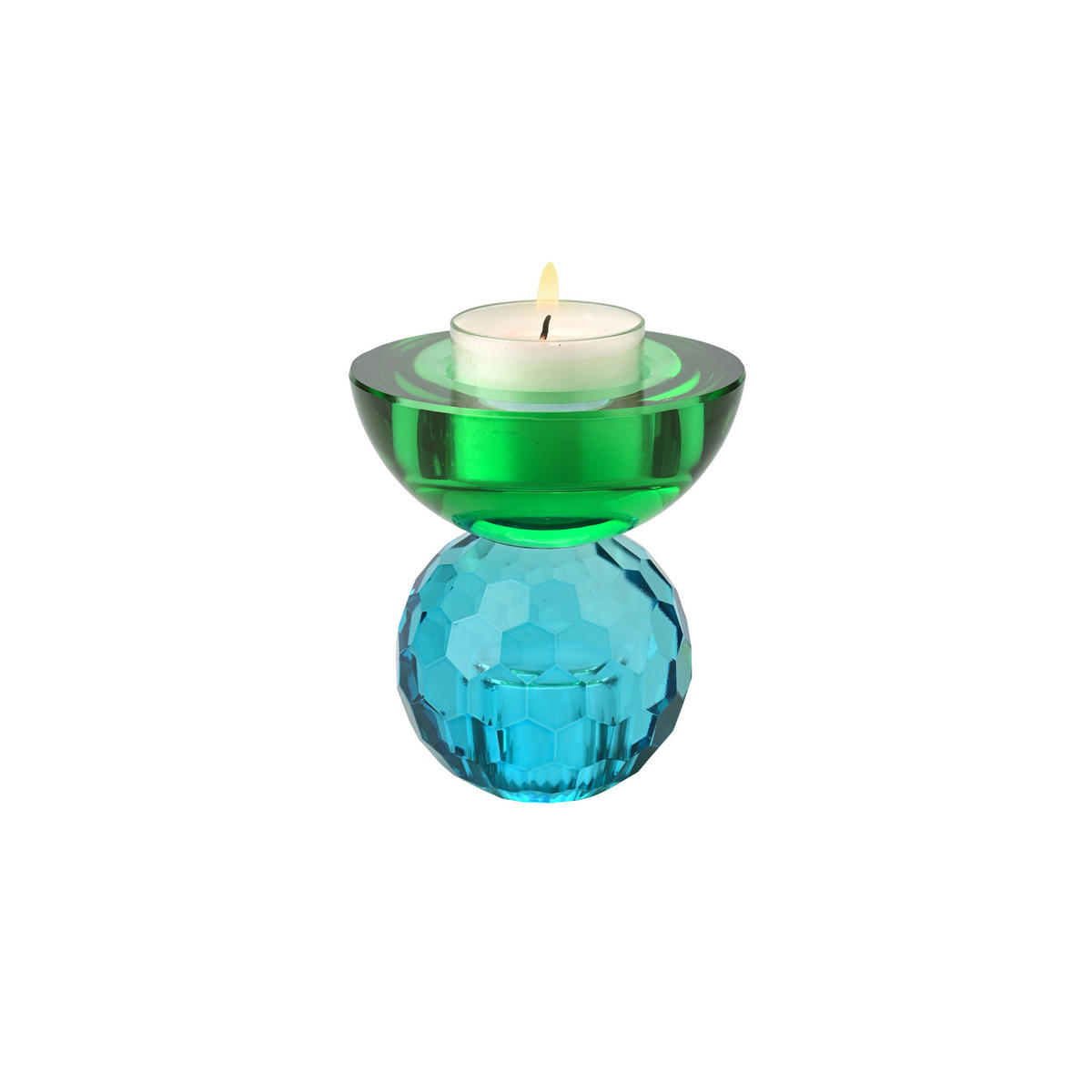 KERZENHALTER Sari Kugel Cabochon, Glas, Blau / Grün, H 9 cm, - Blau, Glas (15/15/15cm) - Gift Company