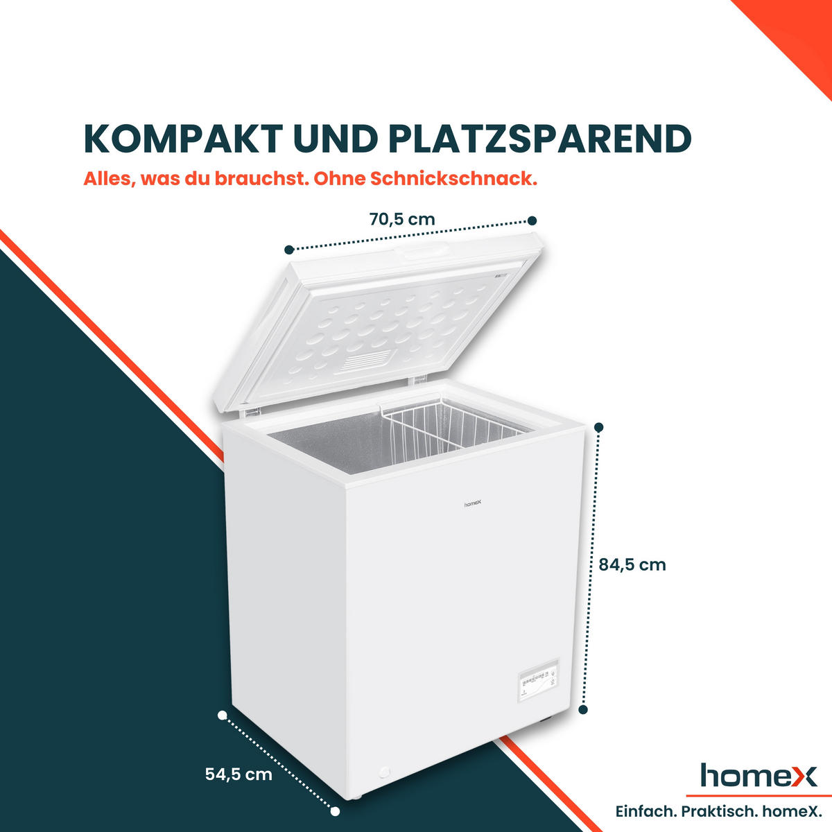 GEFRIERTRUHE, klein - 142L Nutzinhalt, 4-Sterne Gefrieren, Super-Frost-Funktion, LED-Display, inkl. Ablagekorb - Weiß, Kunststoff/Metall (70.5/84.5/54.5cm) - homeX