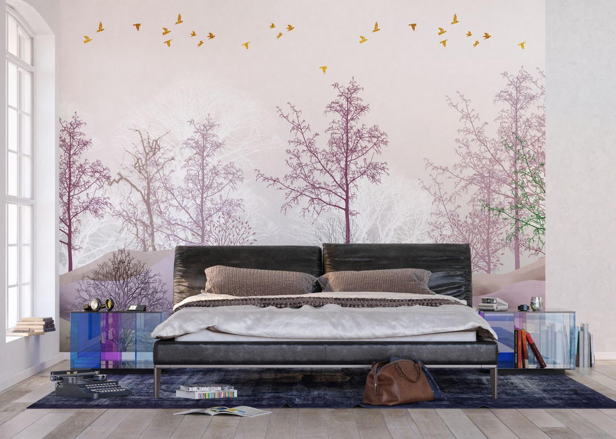 FOTOTAPETE bewaldete Landschaft 375 x 270 cm - Lila, Papier (375/270cm) - Sanders & Sanders