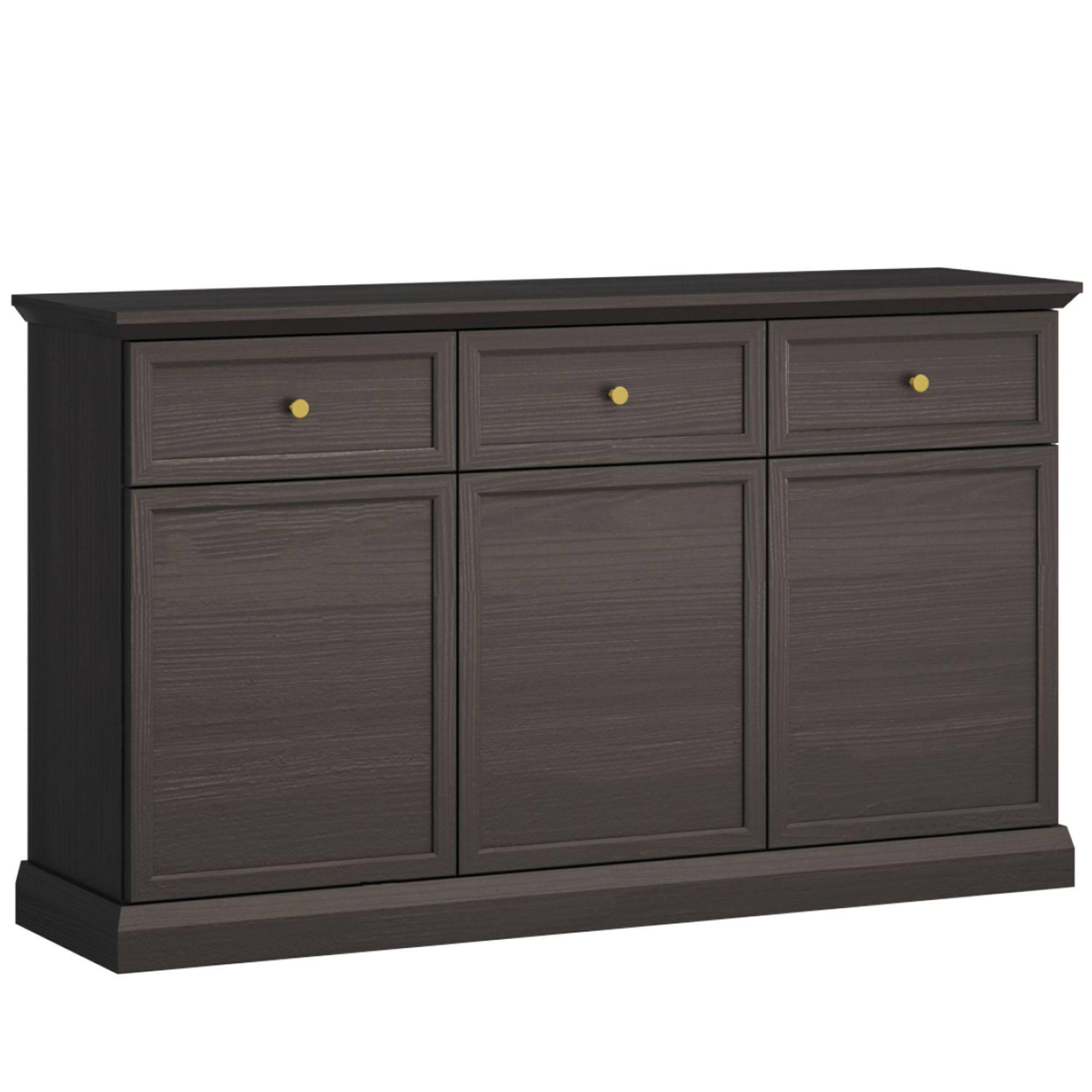 KOMMODE KATRIA 3 Schubladen, Schwarz - Schwarz, Holzwerkstoff (146/86/40cm) - KONSIMO®