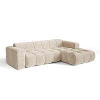 ECKSOFA rechtwinklig BLOOM Geprägter Samt Creme 290cm - Creme, Textil (290/164cm) - Premium Interiors