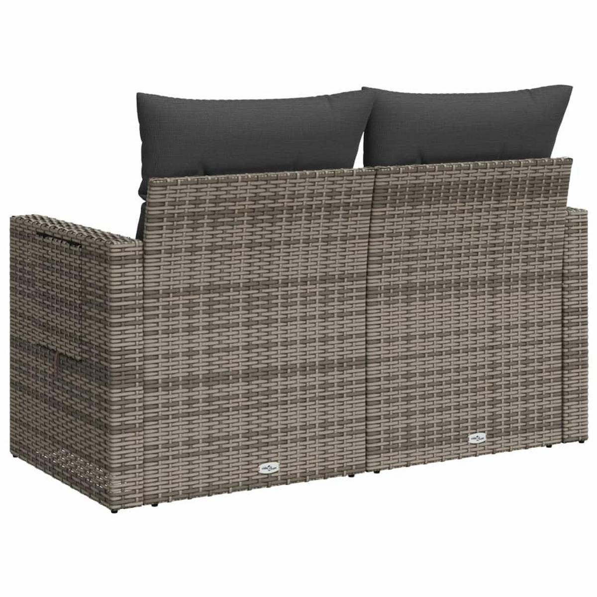 GARTENSOFA 2-Sitzer Mit Kissen Grau Poly Rattan - Grau, Kunststoff (124/69/62cm) - vidaXL
