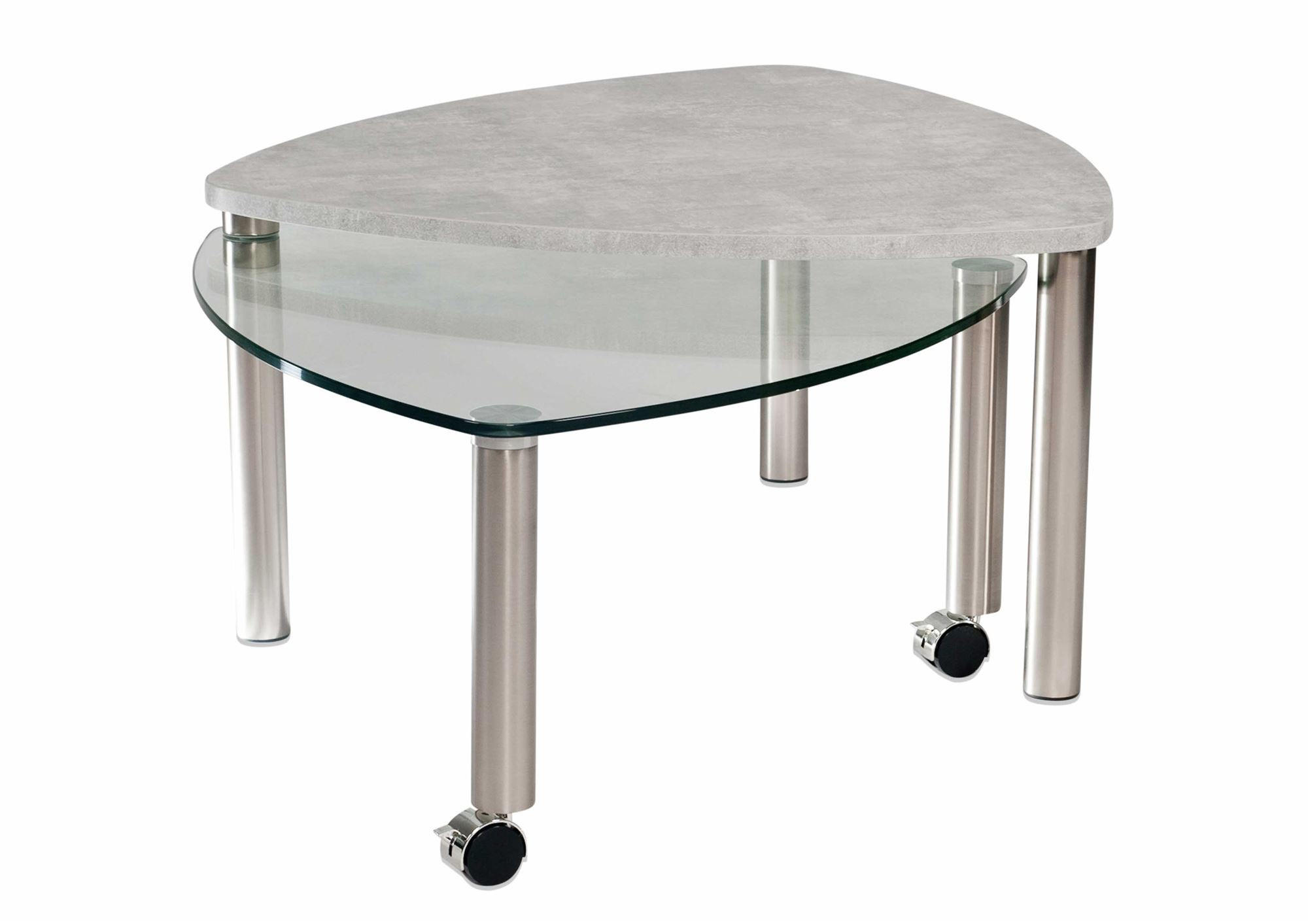 COUCHTISCH Ablage ausdrehbar Clary 80x43x80 Holzwerkstoff Nickel/Beton - Transparent/Grau, Glas (80/80/80cm) - 58aufmkessel