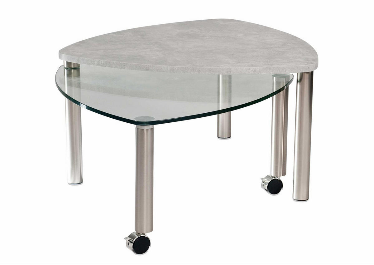 COUCHTISCH Ablage ausdrehbar Clary 80x43x80 Holzwerkstoff Nickel/Beton - Transparent/Grau, Glas (80/80/80cm) - 58aufmkessel