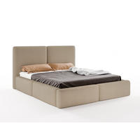 POLSTERBETT LIVIA 140x200 cm mit Bettkasten, Stauraum und Metall-Lattenrost – Bouclé Stoff Beige - Beige/Schwarz, Textil/Metall (140/200cm) - Luxkor24