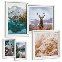 BILDER SET 5er Set - 50x50 cm & 20x30 cm & 40x60 cm Weißer Rahmen - Architektur der Kanäle von Venedig - Weiß, Kunststoff (40/60cm) - TULUP