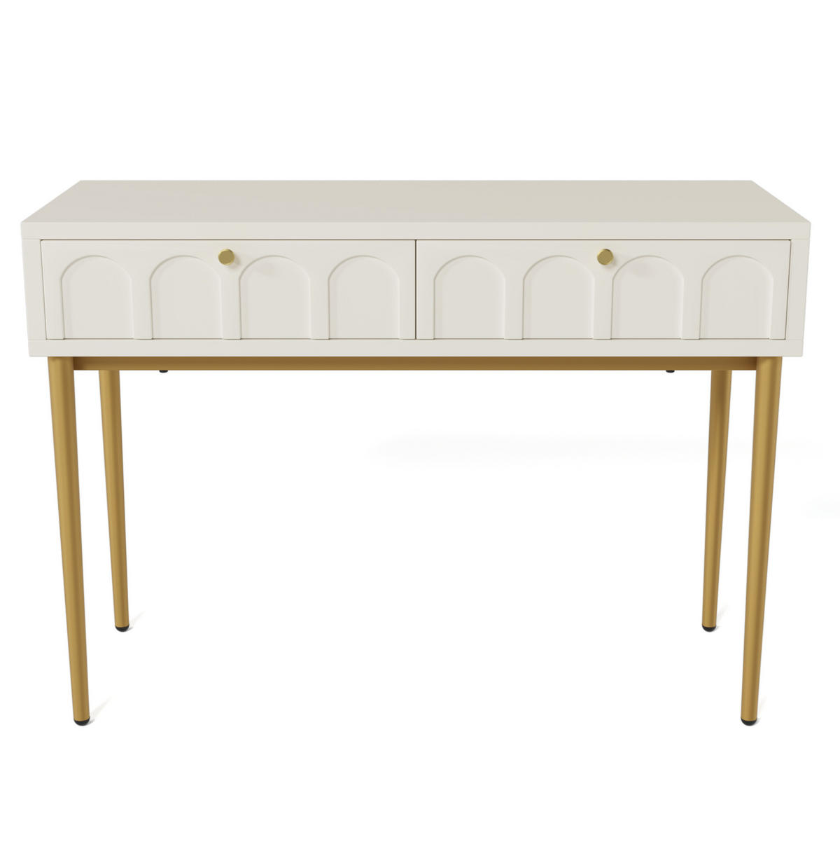 SCHMINKTISCH 100/45/76,5 cm in Creme-Weiß mit 2 Schubladen - Weiß, Holzwerkstoff (100/45/76.5cm) - Flora Grace