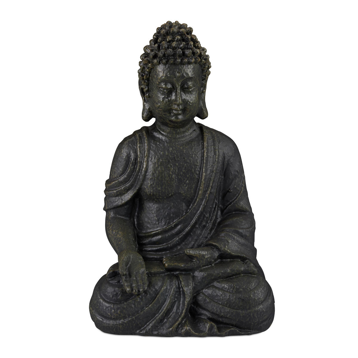 BUDDHAFIGUR - Anthrazit, Kunststoff (18/30/11cm) - Relaxdays