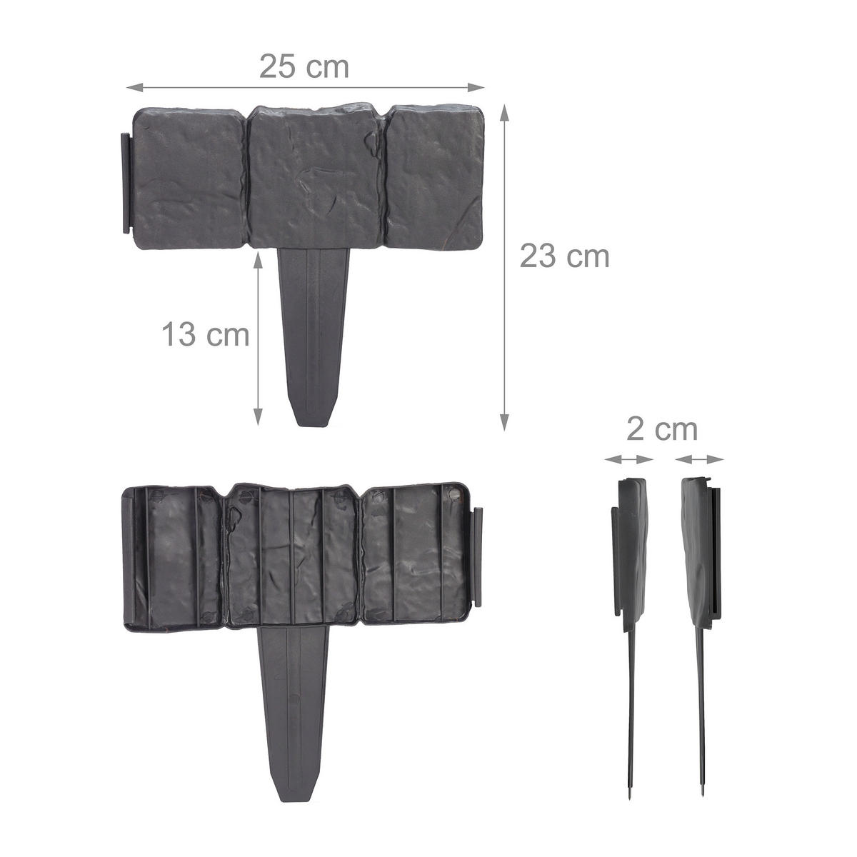 10XBEETZAUN - Anthrazit, Kunststoff (25/23/2cm) - Relaxdays
