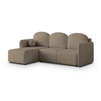 ECKSOFA SUVINO Braun Geflochtener Stoff mit Schlaffunktion - Braun, Holz (230/143cm) - MASSENO