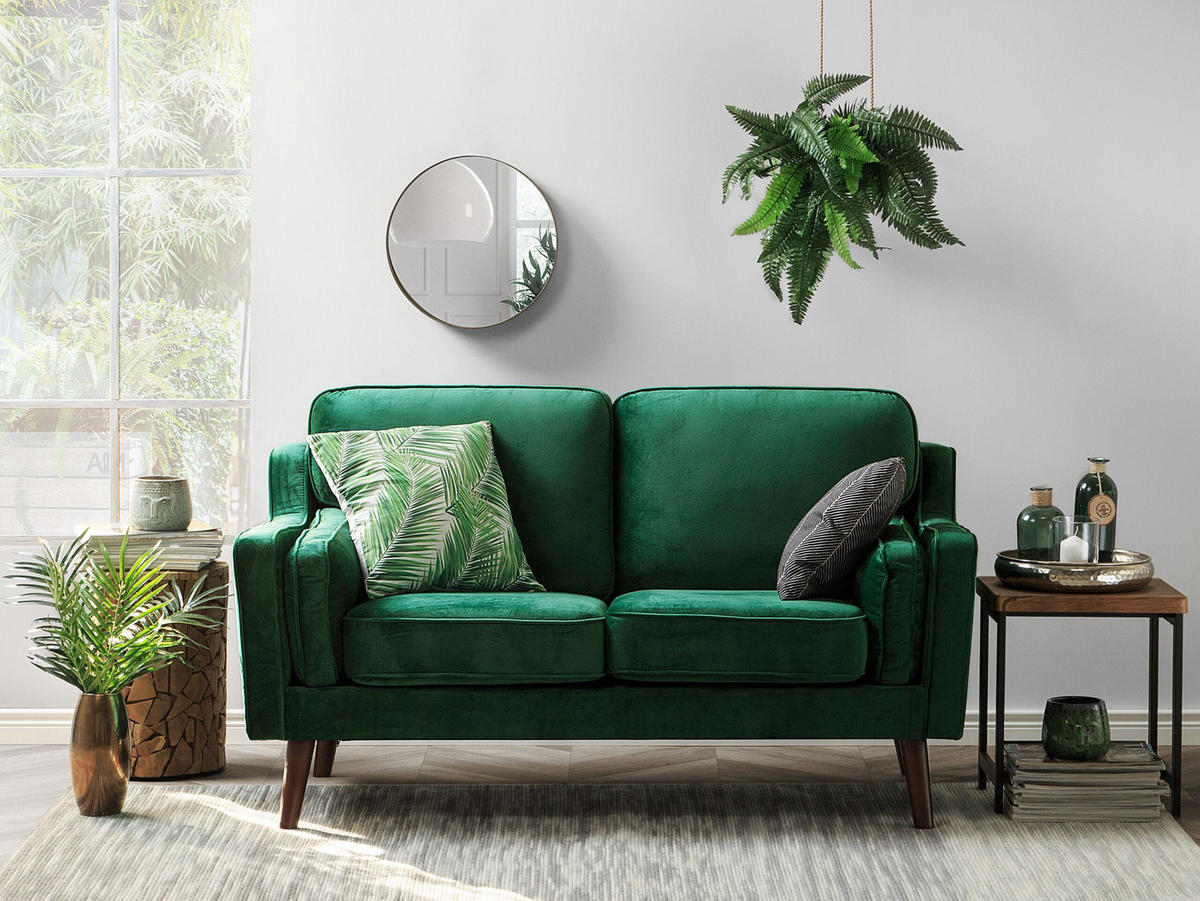 2-SITZER-SOFA Samtstoff Grün Lokka - Hellgrün, Textil (150/85/83cm) - Beliani