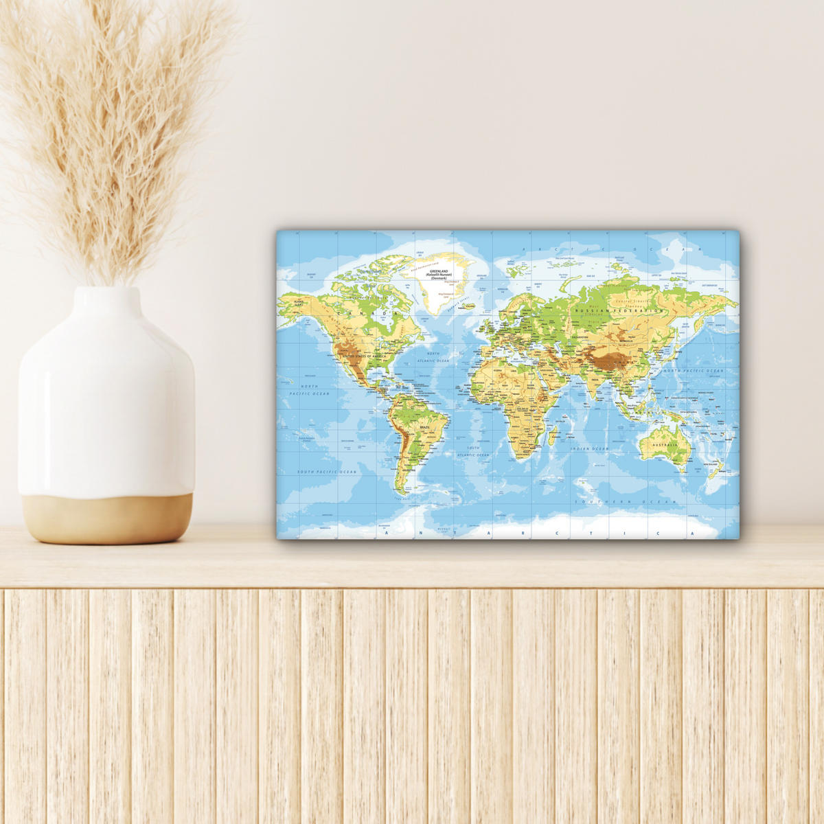 LEINWANDBILD Weltkarte - Statistisch - Blau - Erde - Bildung 30x20 cm - Blau, Textil (30/20cm) - MuchoWow