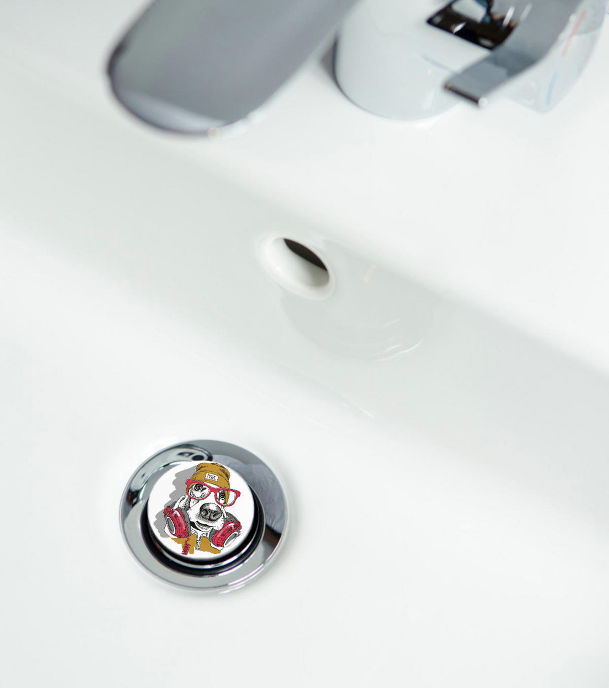 WASCHBECKENSTÖPSEL Cool Dog - Braun, Kunststoff/Metall (4/7/7cm) - Sanilo