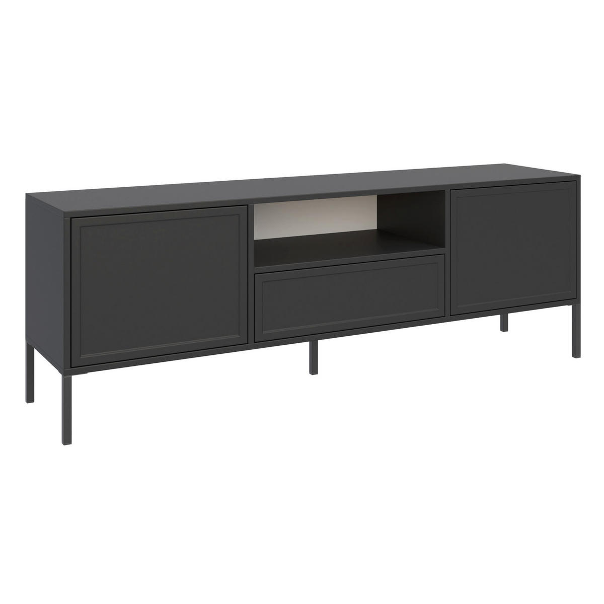 TV-LOWBOARD Velveto 2-türig mit Schublade & Fach, Schwarz, 160 cm - Schwarz, Holzwerkstoff/Metall (160/57/40cm) - Selsey