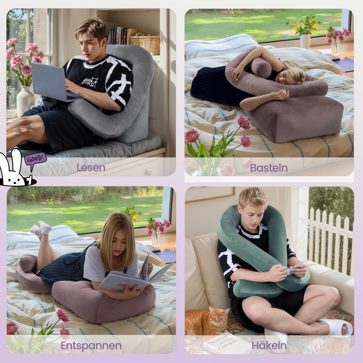 STÜTZKISSEN Grau - Grau, Textil (70/36cm) - Vercart