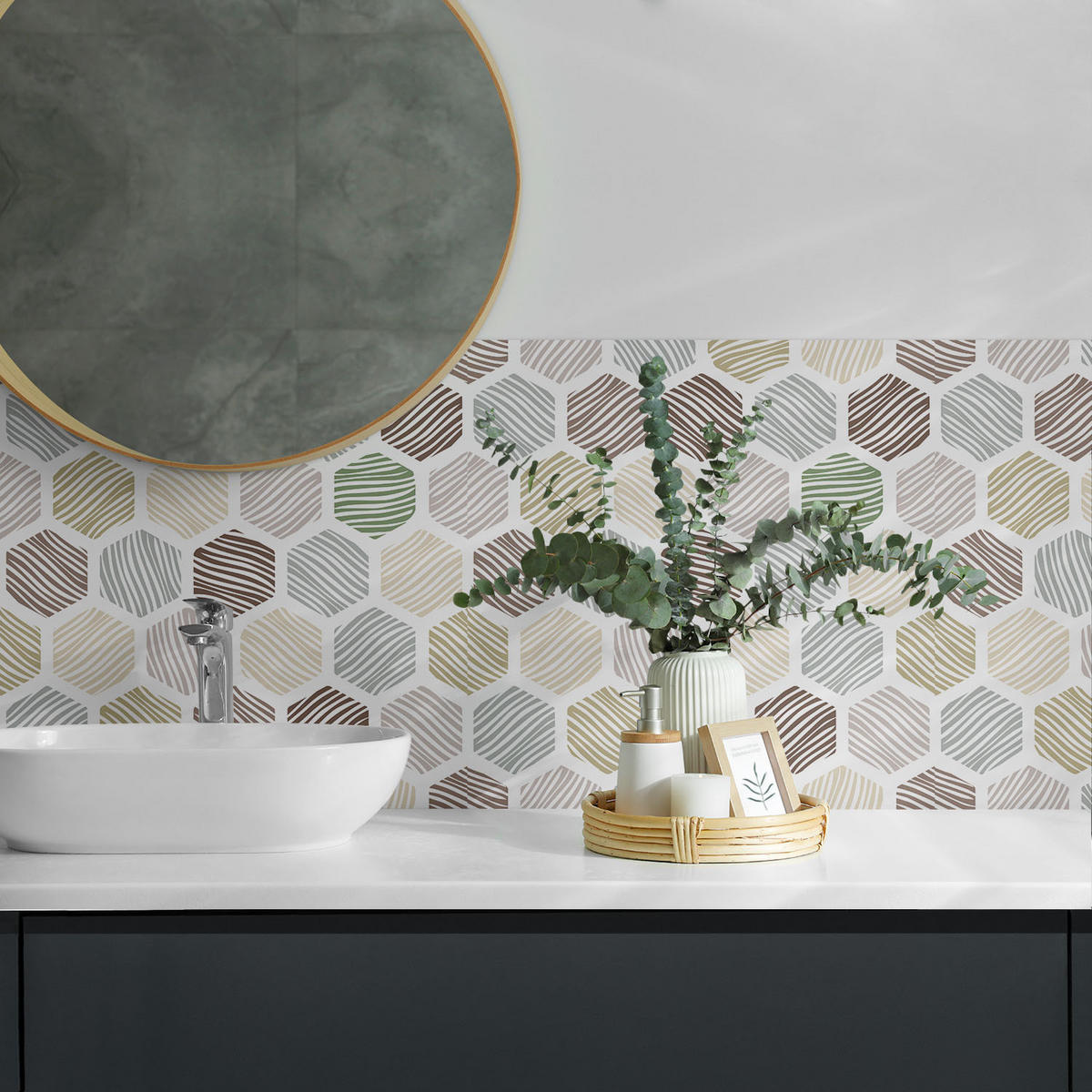 WANDPANEEL 4x 50x50 cm selbstklebend Linaria - Multicolor, Kunststoff (50/1.6/50cm) - Wallfluent