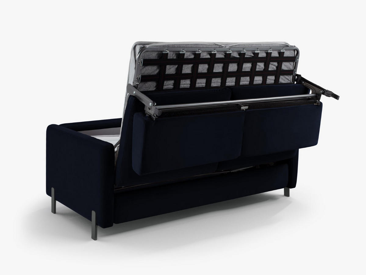 AUSKLAPPBARES-SOFA Gloria aus Samt königsblau 3 Sitzplätze - Dunkelblau, Textil (102/80/202cm) - Micadoni