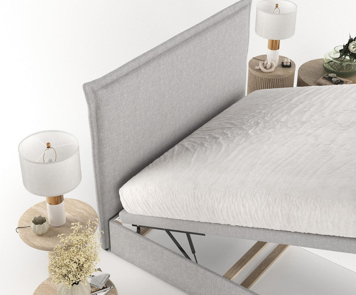 POLSTERBETT Eliot mit Stauraum 160/200 cm Grau im Megan Stoff - Schwarz/Grau, Holz/Holzwerkstoff (160/200cm) - AltaBeds