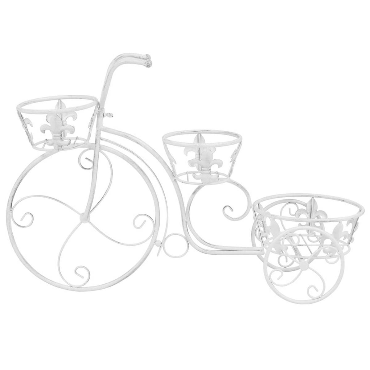 BLUMENTREPPE Fahrradform Vintage-Stil Metall - Weiß, Metall (77/50/26cm) - vidaXL