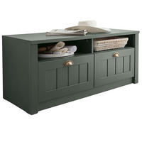 GARDEROBENBANK grün, Landhausstil, Flurbank 110 x 47 cm mit Stauraum - Dunkelgrün/Goldfarben, Holzwerkstoff/Kunststoff (110/47/43cm) - Furn.Design