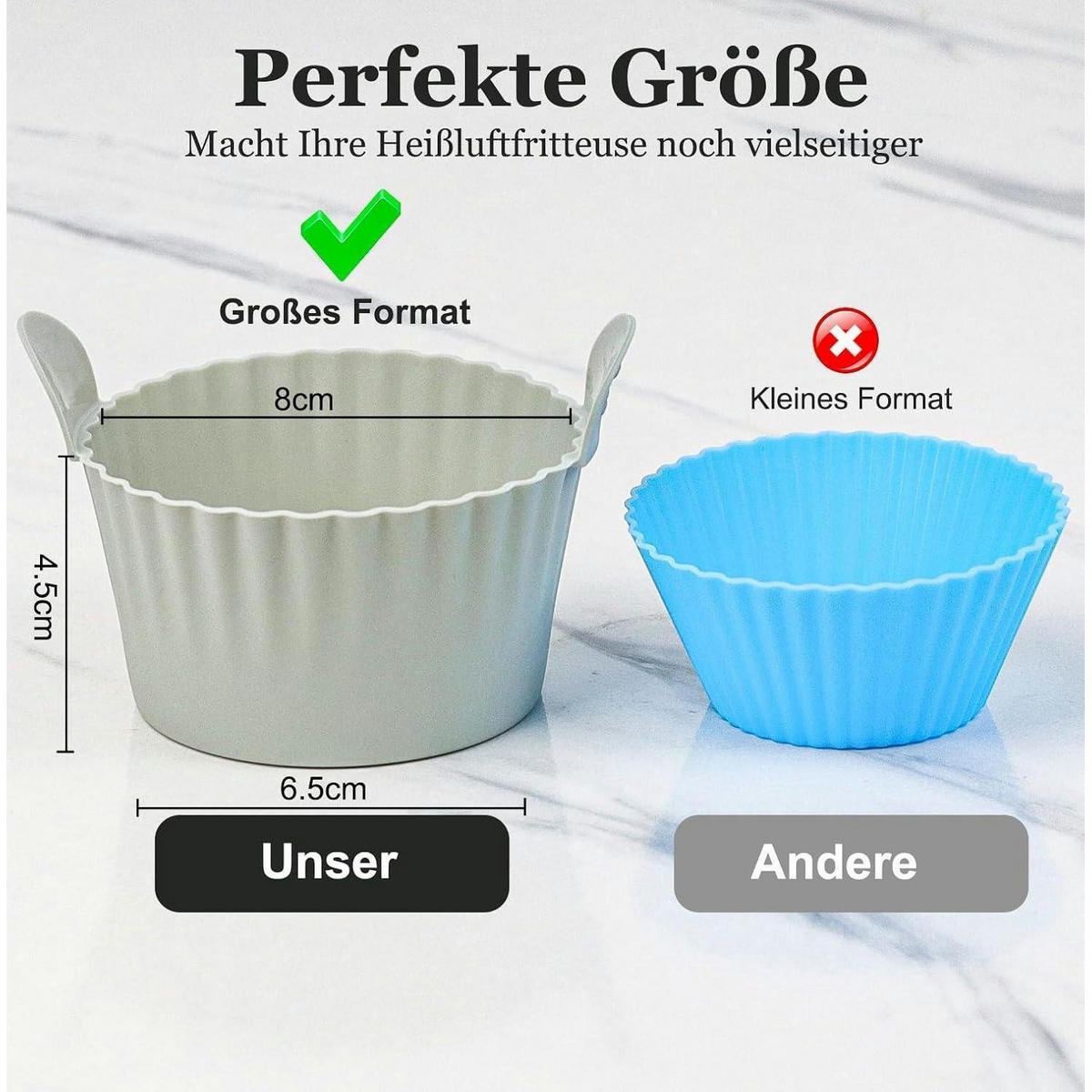 MUFFINFORM 6er Set Silikon Grau - Grau, Kunststoff (8/4.5/8cm)