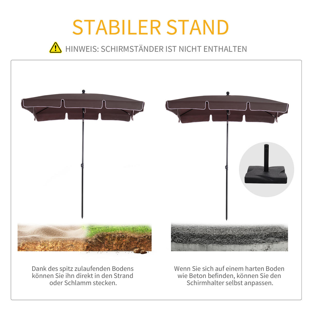 SONNENSCHIRM, Aluminium, Metall, Kaffee-Braun - Braun, Metall (130/198cm) - Outsunny