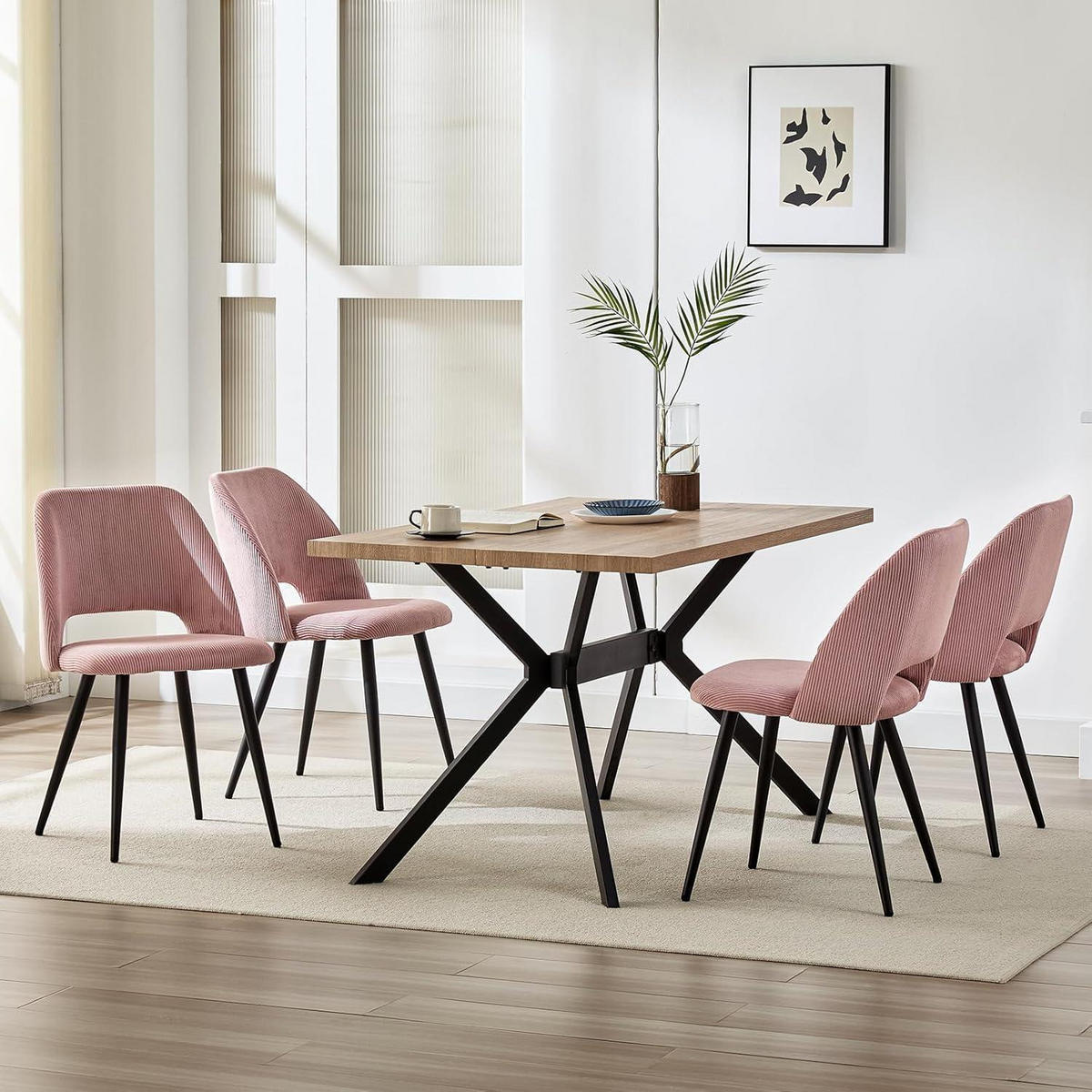 ESSZIMMERSTÜHLE 4er Set Kordsamt Rosa - Rosa, Textil (48/80/45cm)