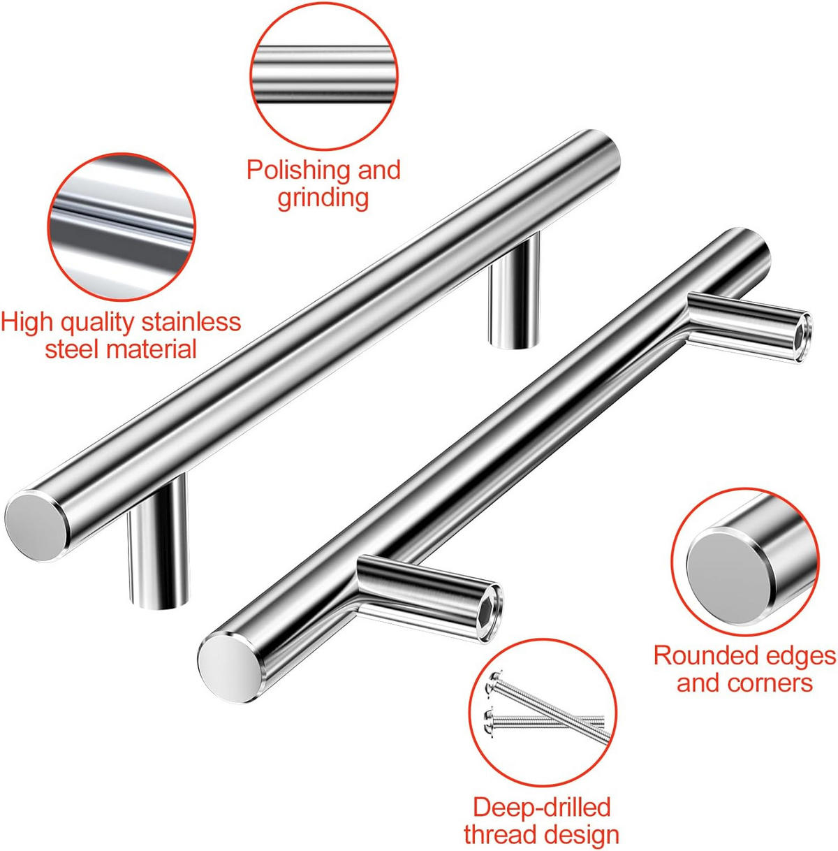 MÖBELGRIFF Silber 8er-Set 128 mm Edelstahl - Silberfarben, Metall (0.01/3.2/2cm)