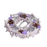 ADVENTSKRANZ RUND MIT TEELICHTHALTERN Weiß, Grau - Weiß/Grau, Textil (30/9cm) - MCW