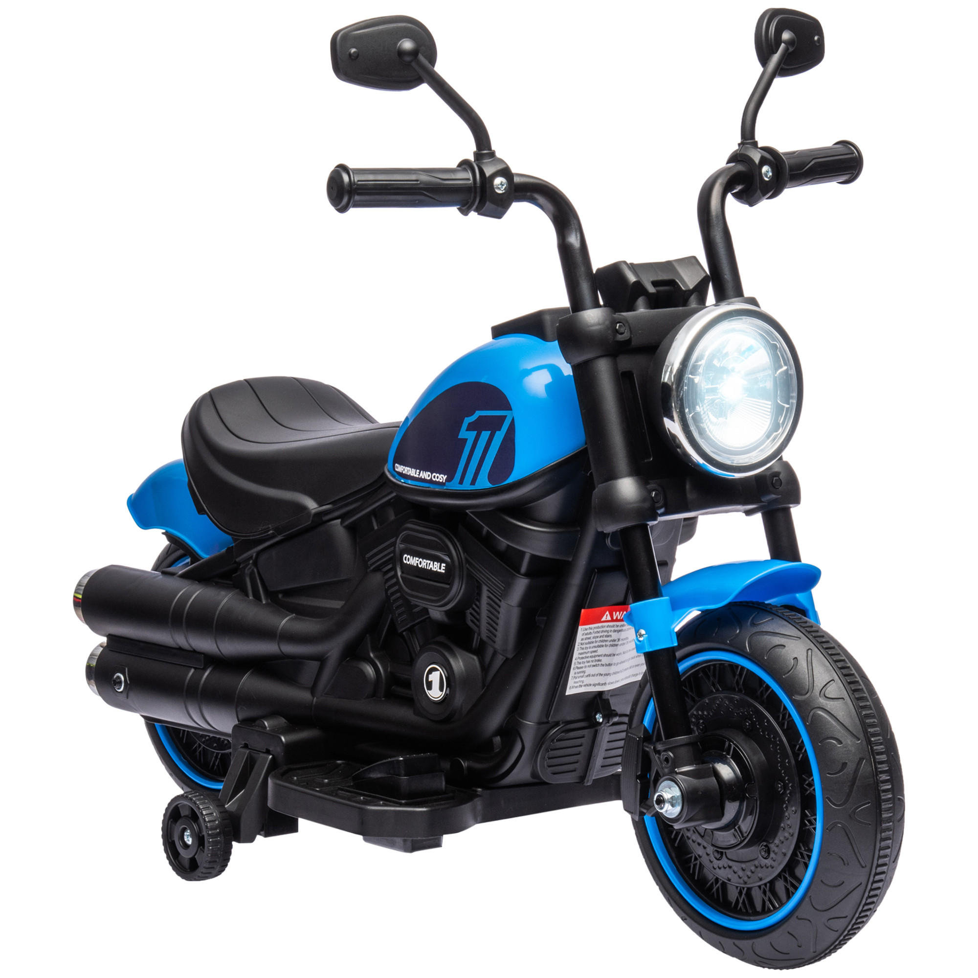 ELEKTRO KINDERMOTORRAD, Blau+Schwarz/Rosa+Schwarz, Kunststoff+ Eisen - Blau, Metall (76/42/57cm) - HOMCOM