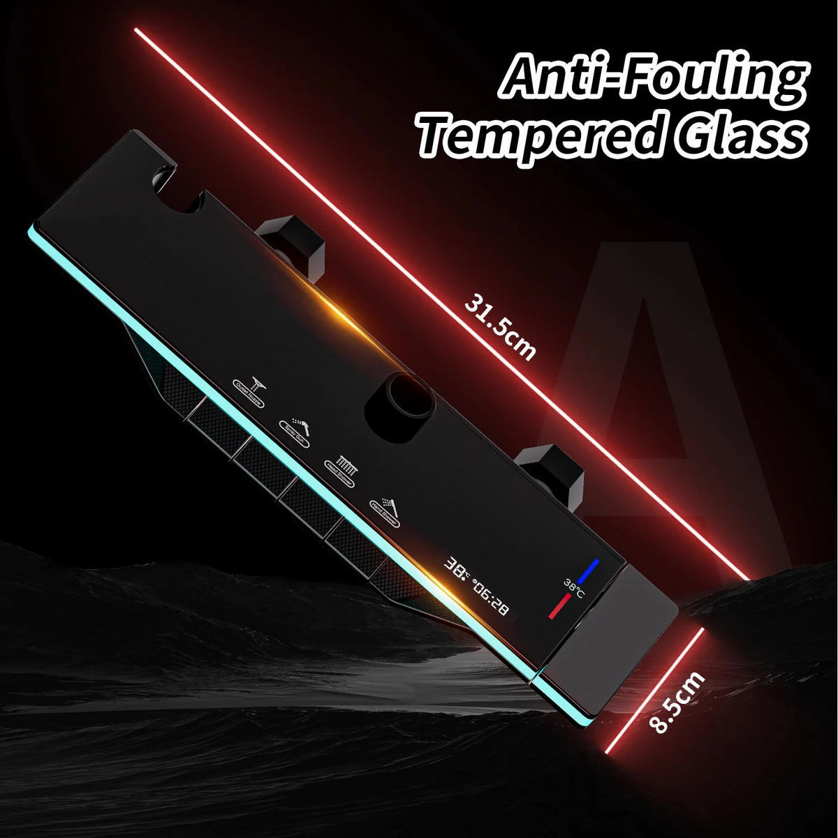ÜBERKOPFBRAUSESET LED Temperaturanzeige Grau - Grau, Metall (31/135/20cm) - Kaket