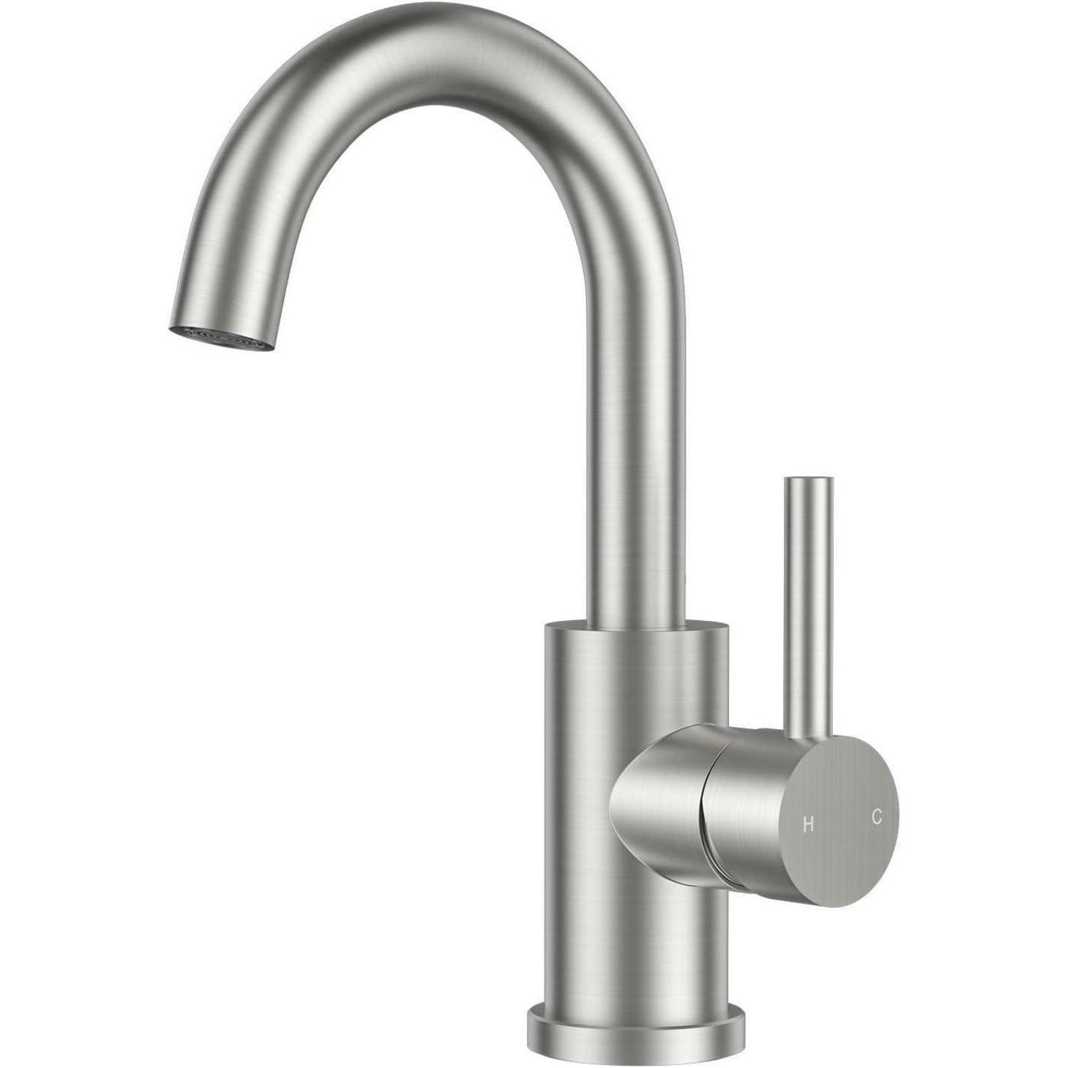 WASCHTISCHARMATUR Hoch 360° drehbar Edelstahl gebürstet 175 mm - Silberfarben, Metall (6.9/12.7/25cm)